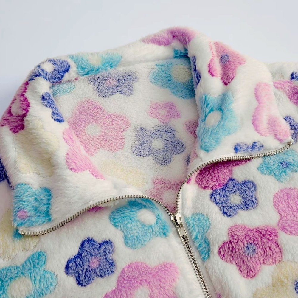 Floral Zip Up Long Sleeve Boutique Teddy Coat with Pockets - NWT 2XL - Picture 7 of 10